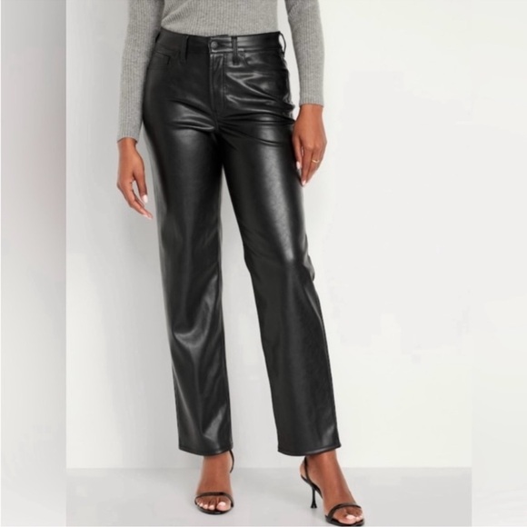 Old Navy High Rise OG Loose Faux Leather Pants - Picture 1 of 13